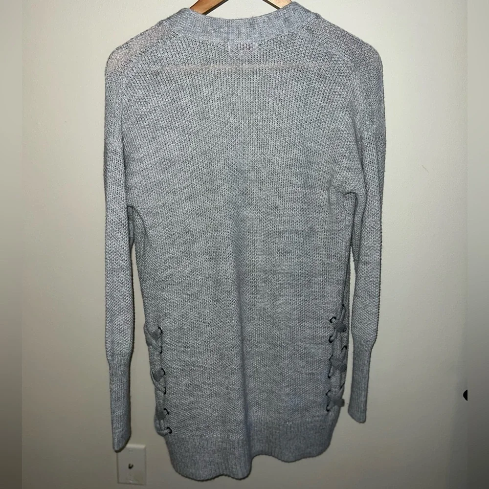 SO Medium Women’s Long Grey Knitted Cardigan with Pockets